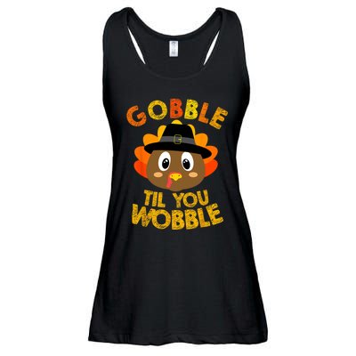 Gobble Till You Wobble Vintage Retro Thanksgiving Ladies Essential Flowy Tank