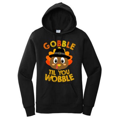 Gobble Till You Wobble Vintage Retro Thanksgiving Women's Pullover Hoodie