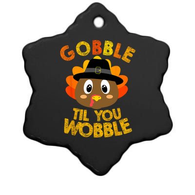 Gobble Till You Wobble Vintage Retro Thanksgiving Ceramic Star Ornament