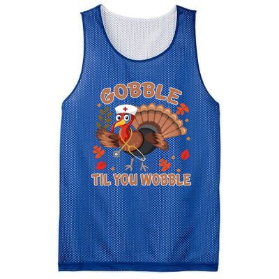 Gobble Til You Wobble Funny Thanksgiving Turkey Nurse Cool Gift Mesh Reversible Basketball Jersey Tank