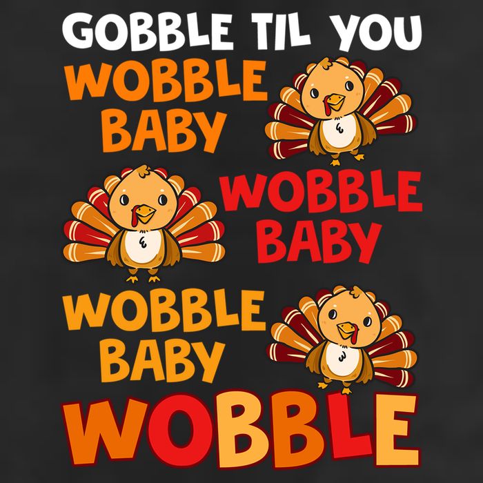 Gobble Til You Wobble Funny Gift 7 Panel Mesh Trucker Snapback Hat