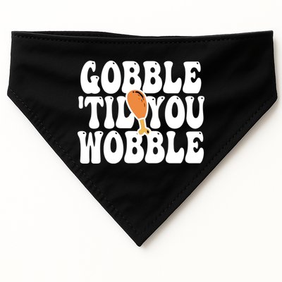 Gobble Til You Wobble Funny Thanksgiving USA-Made Doggie Bandana