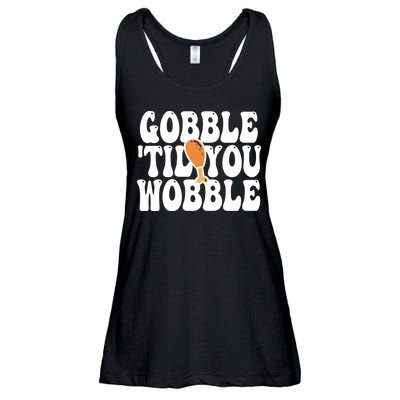 Gobble Til You Wobble Funny Thanksgiving Ladies Essential Flowy Tank