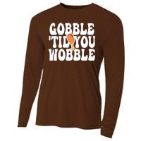 Gobble Til You Wobble Funny Thanksgiving Cooling Performance Long Sleeve Crew