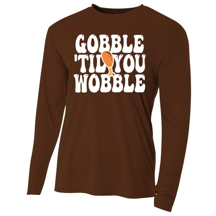 Gobble Til You Wobble Funny Thanksgiving Cooling Performance Long Sleeve Crew