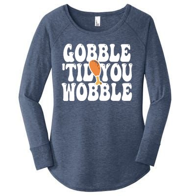 Gobble Til You Wobble Funny Thanksgiving Women's Perfect Tri Tunic Long Sleeve Shirt