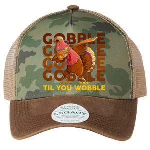 Gobble Til You Wobble Dabbing Turkey Gift Legacy Tie Dye Trucker Hat