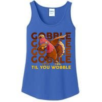 Gobble Til You Wobble Dabbing Turkey Gift Ladies Essential Tank