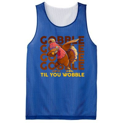 Gobble Til You Wobble Dabbing Turkey Gift Mesh Reversible Basketball Jersey Tank