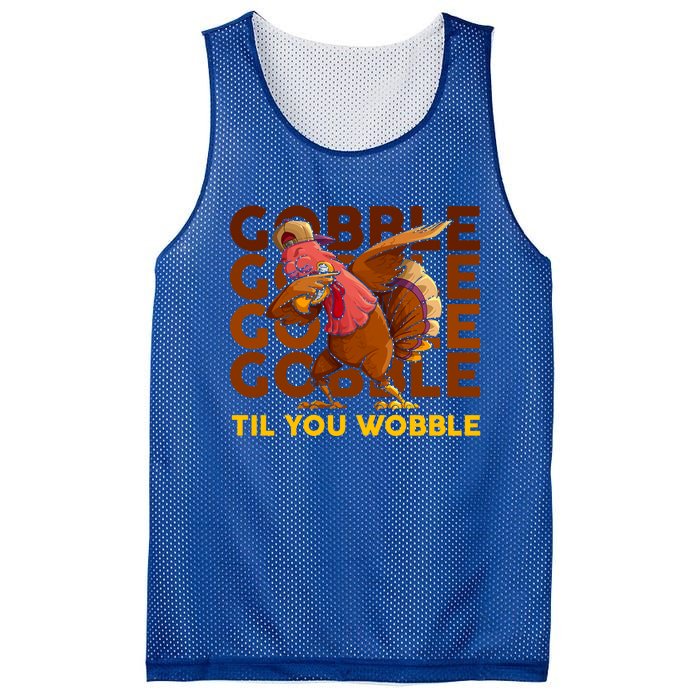 Gobble Til You Wobble Dabbing Turkey Gift Mesh Reversible Basketball Jersey Tank