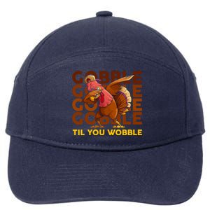 Gobble Til You Wobble Dabbing Turkey Gift 7-Panel Snapback Hat