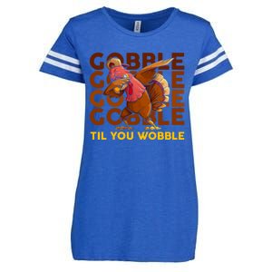 Gobble Til You Wobble Dabbing Turkey Gift Enza Ladies Jersey Football T-Shirt