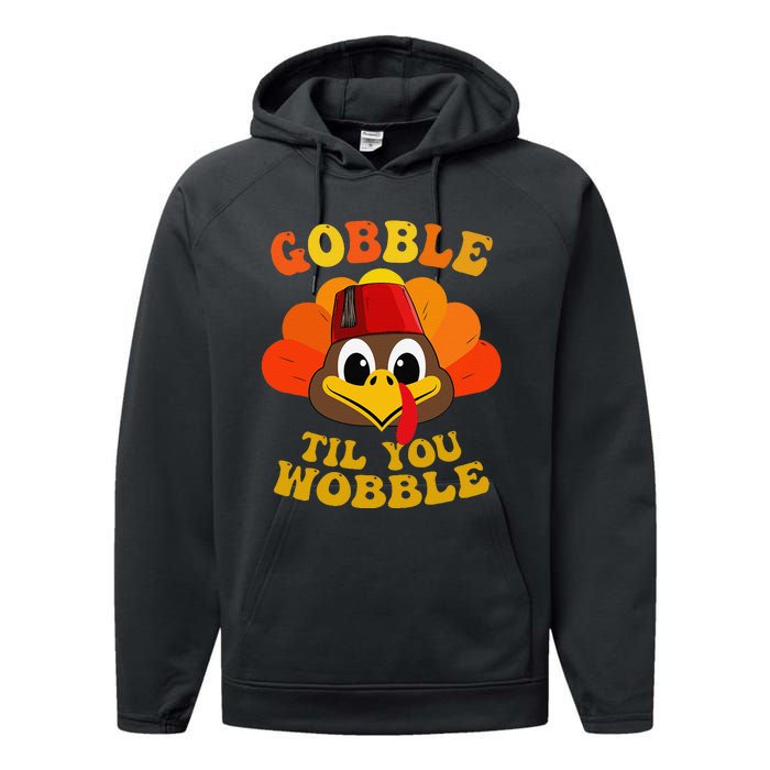 Gobble Til You Wobble Thanksgiving Day Performance Fleece Hoodie