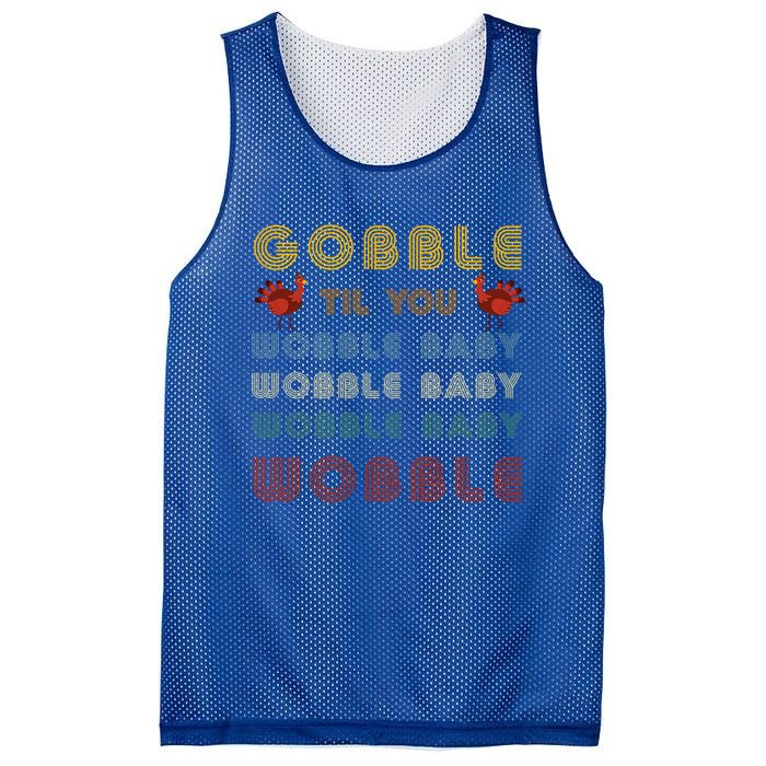 Gobble Til You Wobble Thanksgiving Retro Vintage Gift Mesh Reversible Basketball Jersey Tank