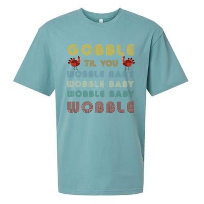 Gobble Til You Wobble Thanksgiving Retro Vintage Gift Sueded Cloud Jersey T-Shirt