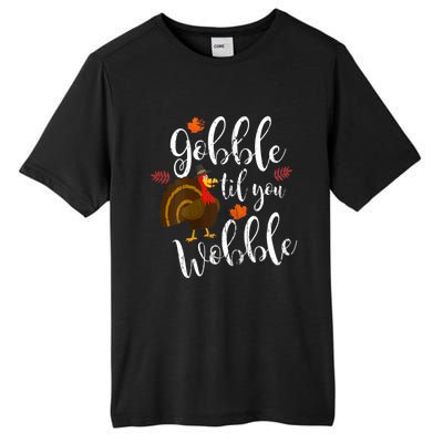 Gobble Till You Wobble Dabbing Turkey Family Thanksgiving Gift Tall Fusion ChromaSoft Performance T-Shirt