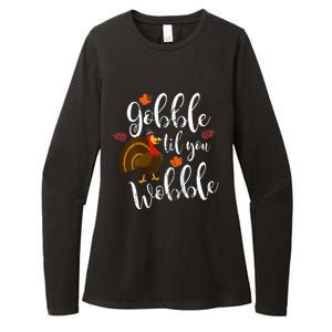 Gobble Till You Wobble Dabbing Turkey Family Thanksgiving Gift Womens CVC Long Sleeve Shirt