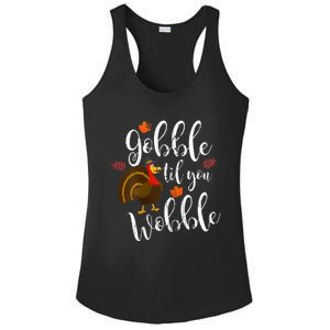 Gobble Till You Wobble Dabbing Turkey Family Thanksgiving Gift Ladies PosiCharge Competitor Racerback Tank