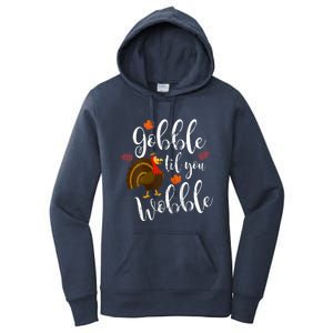 Gobble Till You Wobble Dabbing Turkey Family Thanksgiving Gift Women's Pullover Hoodie