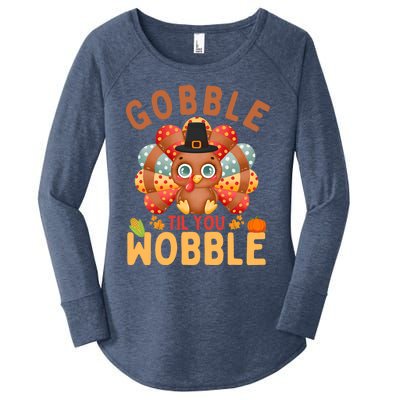 Gobble Til You Wobble Turkey Thanksgiving Gift Women's Perfect Tri Tunic Long Sleeve Shirt