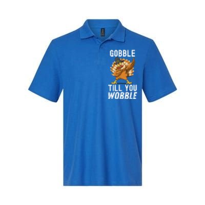 Gobble Till You Wobble Dabbing Turkey Thanksgiving Funny Gift Softstyle Adult Sport Polo