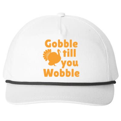 Gobble Til You Wobble Thanksgiving Turkey Present Snapback Five-Panel Rope Hat