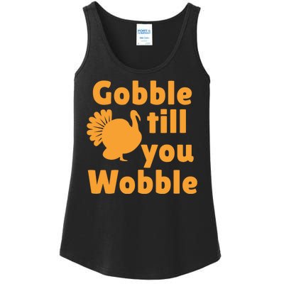 Gobble Til You Wobble Thanksgiving Turkey Present Ladies Essential Tank