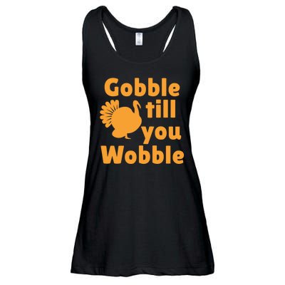 Gobble Til You Wobble Thanksgiving Turkey Present Ladies Essential Flowy Tank