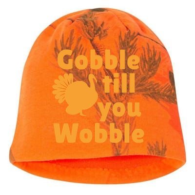 Gobble Til You Wobble Thanksgiving Turkey Present Kati - Camo Knit Beanie