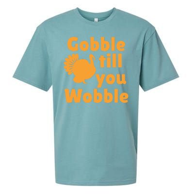 Gobble Til You Wobble Thanksgiving Turkey Present Sueded Cloud Jersey T-Shirt