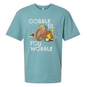 Gobble Til You Wobble Gift Funny Thanksgiving Funny Gift Sueded Cloud Jersey T-Shirt