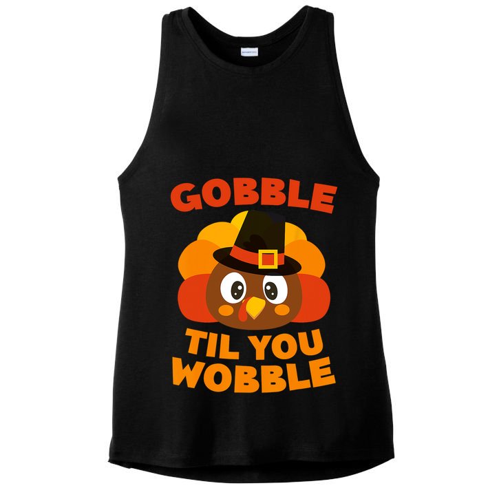 Gobble Til You Wobble Gift Thanksgiving Day Meaningful Gift Ladies PosiCharge Tri-Blend Wicking Tank