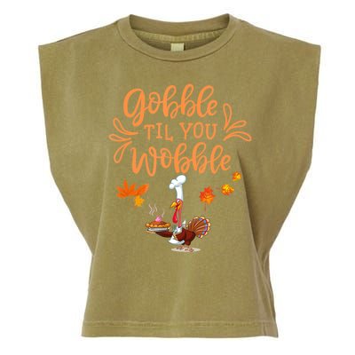 Gobble Til You Wobble Thanksgiving Garment-Dyed Women's Muscle Tee