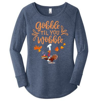 Gobble Til You Wobble Thanksgiving Women's Perfect Tri Tunic Long Sleeve Shirt