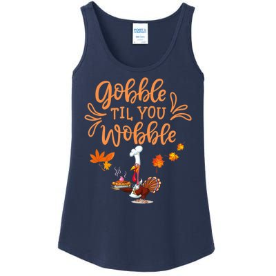 Gobble Til You Wobble Thanksgiving Ladies Essential Tank