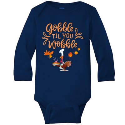 Gobble Til You Wobble Thanksgiving Baby Long Sleeve Bodysuit