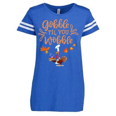 Gobble Til You Wobble Thanksgiving Enza Ladies Jersey Football T-Shirt