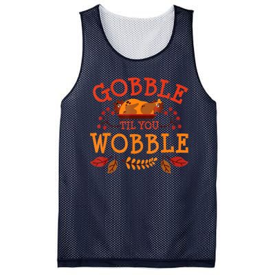 Gobble Til You Wobble Turkey Day Fall Thanksgiving Mesh Reversible Basketball Jersey Tank