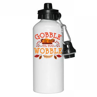 Gobble Til You Wobble Turkey Day Fall Thanksgiving Aluminum Water Bottle