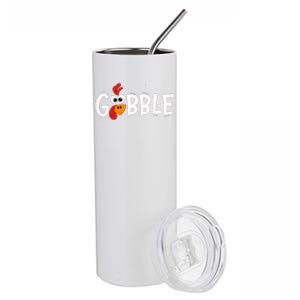 Gobble Till You Wobble Cool Turkey Thanksgiving Gobble Gift Stainless Steel Tumbler