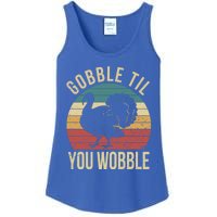 Gobble Till You Wobble Vintage Retro Thanksgiving Turkey Gift Ladies Essential Tank