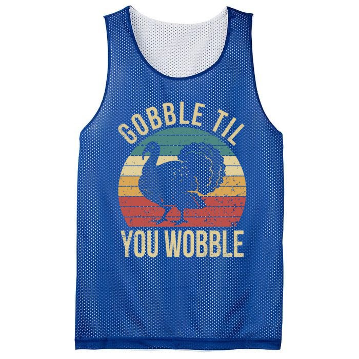 Gobble Till You Wobble Vintage Retro Thanksgiving Turkey Gift Mesh Reversible Basketball Jersey Tank