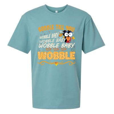 Gobble Till You Wobble Wobble Turkey Gift Sueded Cloud Jersey T-Shirt