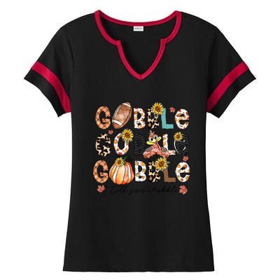 Gobble Till You Wobble Funny Thanksgiving Wobble Wobble Gift Ladies Halftime Notch Neck Tee