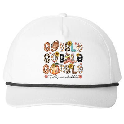 Gobble Till You Wobble Funny Thanksgiving Wobble Wobble Gift Snapback Five-Panel Rope Hat