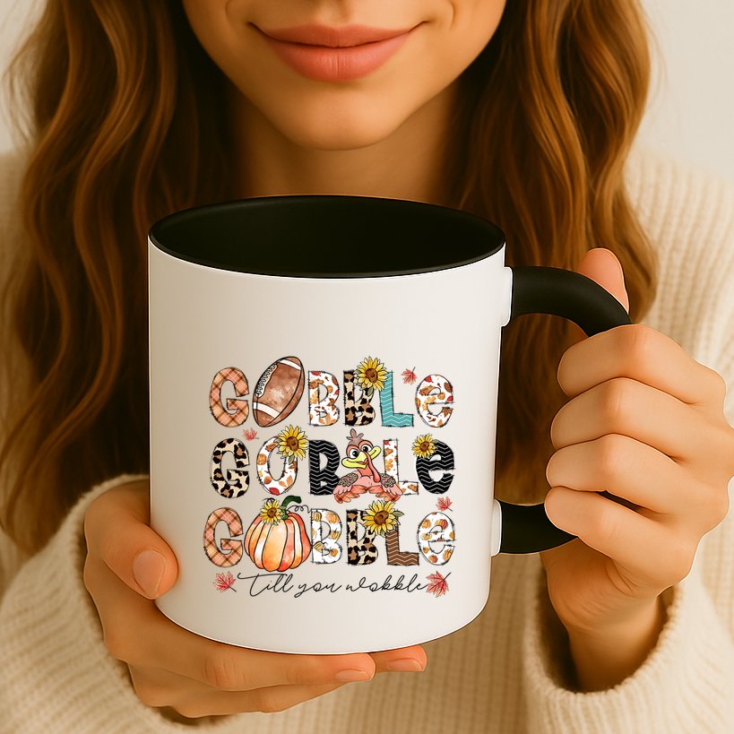 Gobble Till You Wobble Funny Thanksgiving Wobble Wobble Gift Mug