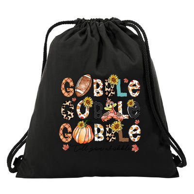 Gobble Till You Wobble Funny Thanksgiving Wobble Wobble Gift Drawstring Bag