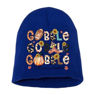 Gobble Till You Wobble Funny Thanksgiving Wobble Wobble Gift Short Acrylic Beanie