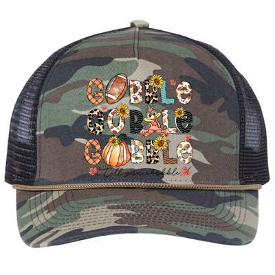 Gobble Till You Wobble Funny Thanksgiving Wobble Wobble Gift Retro Rope Trucker Hat Cap