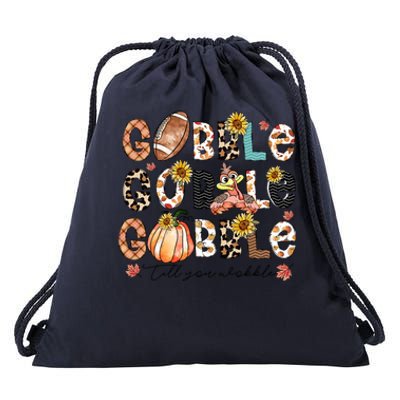 Gobble Till You Wobble Funny Thanksgiving Wobble Wobble Gift Drawstring Bag